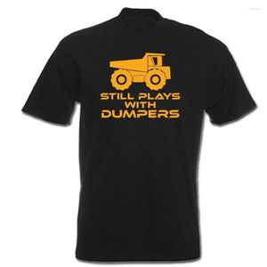 T-shirts pour hommes joue toujours avec des tombereaux chauffeur de camion drôle Jcb mode hommes vêtements haute qualité imprimé mâle coton t-shirt