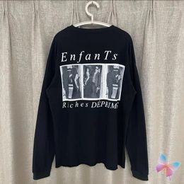 Heren T-shirts Voorraad Enfants Rijkdom Deprimes Lange Mouw T-shirt Vintage Losse Mannen Vrouwen Streetwear Oversized Zwart ERD Shirt