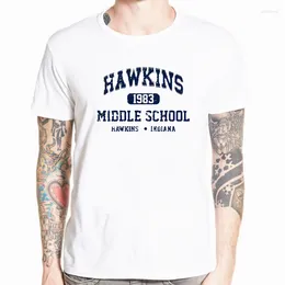 Heren t shirts vreemde dingen retro design trui hoogwaardige Hawkins School Modal korte mouw t-shirt casual homme tee camisetas