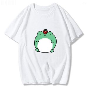 Mannen T Shirts Aardbei Kikker Bedrukte T-shirts Casual O-hals Leuke Cartoon Mode T-shirt 2023 Summe Katoen Custom Korte Mouw tees