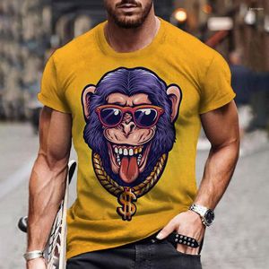 T-shirts pour hommes Street Cool Hip-Hop Monkey Pattern T-Shirt Summer Respirant 3d Print Top Oversized Animal Short Sleeve Holiday Man Tee