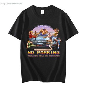 Camisetas para hombres Street Fighter No Parking Violators Will Be Droyed T Shirt Juegos de arcade Camisetas de manga corta de algodón Camisetas casuales de gran tamaño J230625