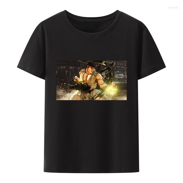 Camisetas para hombre de Street Fighters, camisetas de algodón de 5 personajes Ryu, ropa holgada de manga corta estilo juego de batalla Masculinas