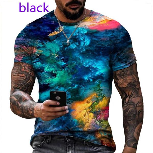 T-shirts pour hommes Personnalité de la rue Nuage coloré Impression 3D Chemise Cool Mode Hauts à manches courtes T-shirt de sport