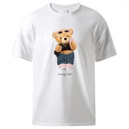T-shirts voor heren Street Teddy Bear Selfie Swag Girl Printing Tee Mens Graphic Vintage Tshirt Cool Fashion Clothing Basic Cotton Tshirts
