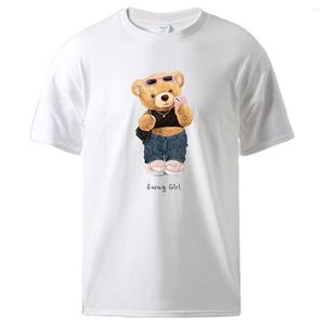 T-shirts pour hommes Street Teddy Bear Selfie Swag Girl Printing Tee Mens Graphic Vintage Tshirt Cool Fashion Clothing Basic Cotton Tshirts