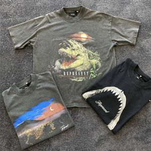 T-shirts voor heren streetwear modemerk Vintage Animal Graphics S Otensed Washing Loose T-T-Tops T-shirt voor mannen T230523