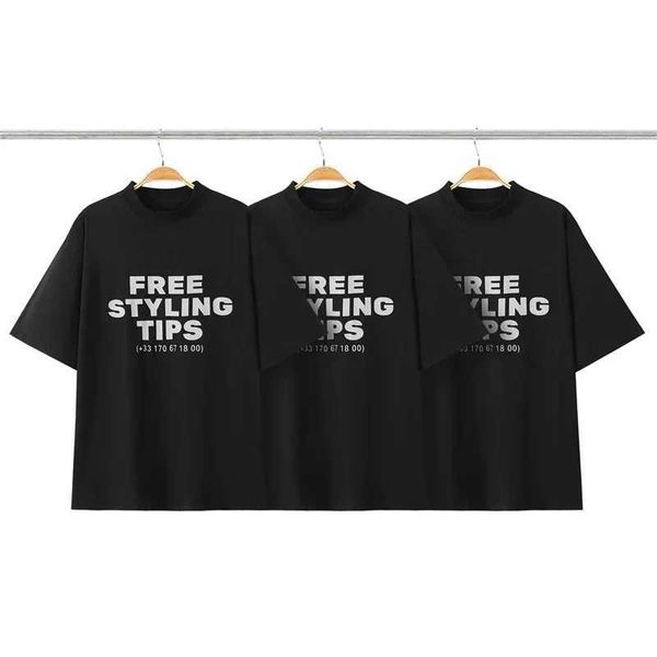 T-shirts masculins Streetwear Conseils de style gratuits T-shirt Men Femmes Black Tee endommagé Top Oversize Short Sleeve J240409