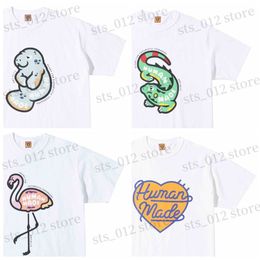 T-shirts pour hommes Streetwear Harajuku HUMAN Cartoon Flamingo Chameleon Cotton Slub coton tee tops t-shirt pour hommes T230523