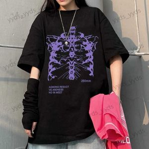 T-shirts hommes Streetwear Hip Hop Femmes T-shirts surdimensionnés T-shirt d'été T-shirt imprimé crâne Y2K Harajuku Vêtements gothiques T-shirts à manches courtes Top T240124