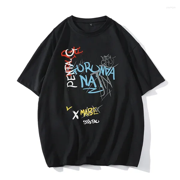 T-shirts pour hommes Streetwear Shirt Summer Fashion Lettre Graffiti Harajuku Coton T-shirt à manches courtes Hommes Causal Oversize Hip Hop Top Tee