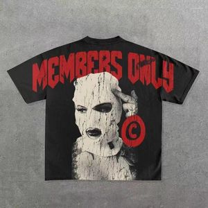 T-shirts pour hommes Streetwear Tshirt Y2K Mens Hip Hop Graphic Print Col rond surdimensionné Harajuku Gothic Tops à manches courtes Vêtements