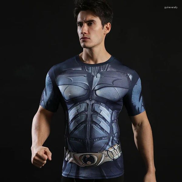 T-shirts pour hommes, vêtements d'entraînement de force, T-shirt de Compression Tcosplay, impression 3d, séchage rapide, 2024