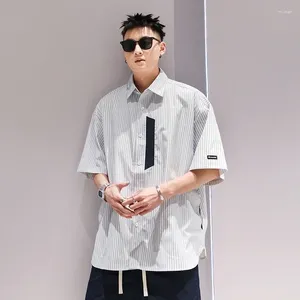 Camisetas masculinas Fashion Fashion girar por cuello americano streetwear hombres sueltos botones de ropa de calles calles calles 2024