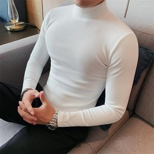 Camisetas para hombre, camiseta lisa a rayas, jerséis de manga larga con cuello redondo para primavera y otoño, camiseta informal ajustada elástica para hombre, camiseta para hombre