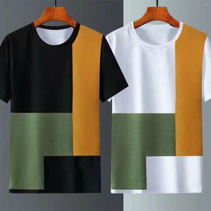 T-shirts pour hommes Chemise imprimée à rayures T-shirt pour hommes Patchwork T-shirts à manches courtes Style simple Pull d'été Coton Tops Hommes surdimensionnés