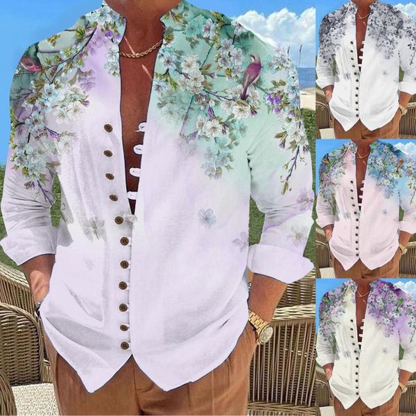 Camisetas para hombre Pantalones cortos a rayas para hombre Vacaciones en la playa Ocio Botón suelto Cuello alto Digital 3D Camiseta grande y alta Rodeo Hombres