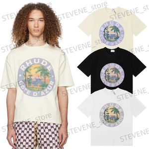 Heren T-shirts Strtwear Letters Kokosnoot Tr Print T-shirt Mannen Klassieke Vintage Wash Fashion Casual Oversized Hip Hop T met Tag T240325