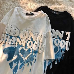 T-shirts pour hommes Tops Strtwear T-shirt T-shirt Summer Salfved T-shirt Harajuku Grunge imprimement hip hop surdimensionné T-shirt Femme Vêtements T240419