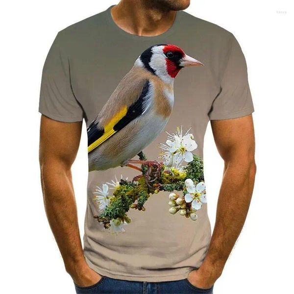 Camisetas para hombre con estampado 3D de pájaros y camiseta informal para mujer tendencia de moda ropa transpirable para jóvenes y guapos