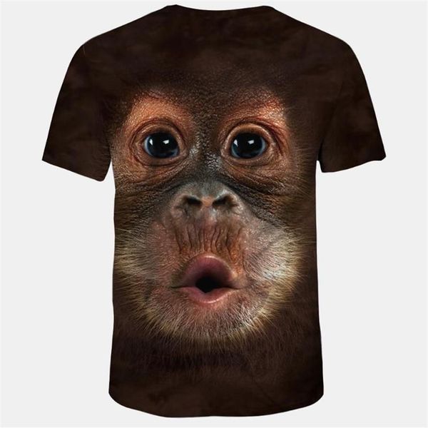 T-shirts pour hommes Style Animal Monkey 3D Face T-shirt d'impression numérique Male252K