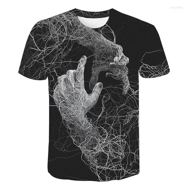 Camisetas de hombre estilo mano 3d camiseta hombres geometría impresión camisa verano 2023 negro divertido Tops moda Streetwear ropa de hombre