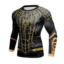 T-shirts pour hommes Style Compression pour hommes Séchage rapide Polyester Spandex Imprimé 3D Sport Gym Fitness Rash Guard T-shirtMen's