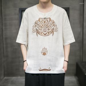 Heren t shirts stijl zomer Chinese korte mouw hoogwaardige kirin borduurwerk oversized shirt harajuku plus size linnengoed top heren kleding