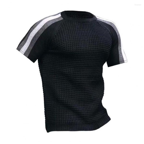 T-shirts pour hommes élégant haut masculin Anti-boulochage hommes T-shirt Fine couture absorbant la sueur pull tricoté décontracté