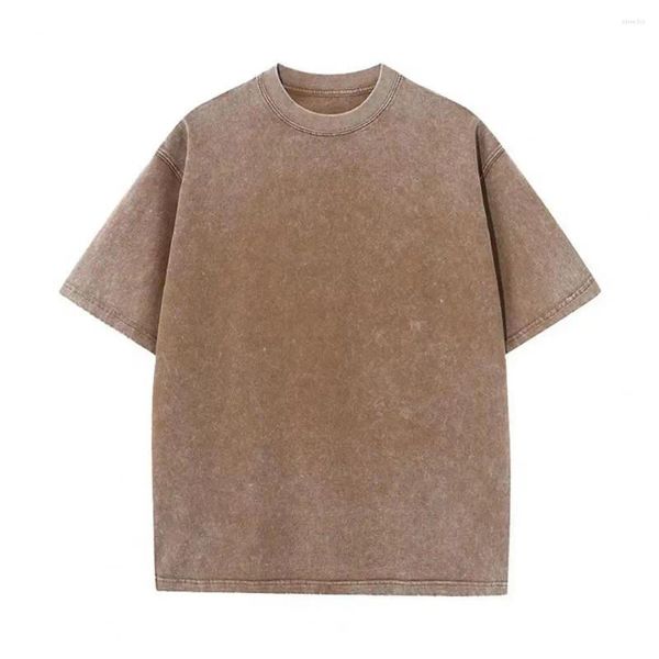 T-shirts pour hommes hommes élégants haut col rond évacuant l'humidité coton été pull décontracté en détresse