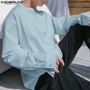 T-shirts pour hommes hauts élégants INCERUN hommes boutons de manchette conception Blouse ample décontracté Streetwear couleur unie à manches longues S-5XL 2023
