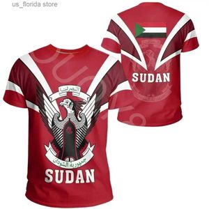 T-shirts pour hommes Soudan Drapeau Armoiries Graphique T Été Casual Pull Hommes Mode Lâche T-shirts Garçon Surdimensionné Court Slves Tops Y240321