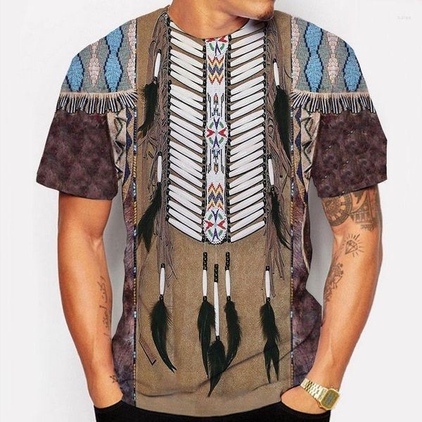 Camisetas de hombre verano 2023 India estilo Vintage camiseta moda calle ropa cuello redondo secado rápido manga corta suelta gran pulóver