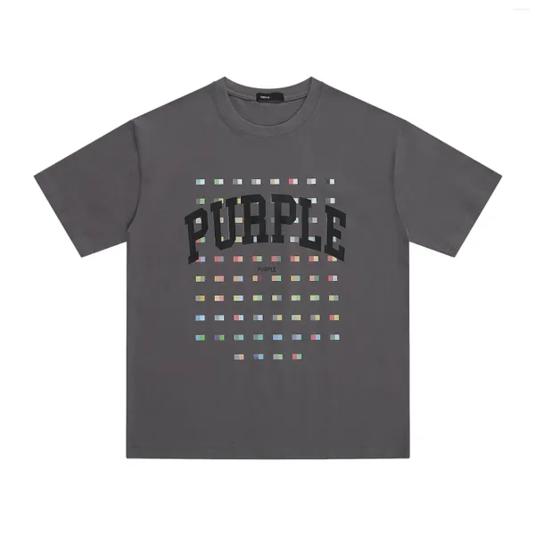 T-shirts pour hommes Été 2024 T-shirts de mode Violet Marque Color Block Imprimé T-Shirts Hauts Manches Courtes Pour Hommes Et Femmes.