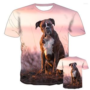 T-shirts masculins été 3d animal mignon animal de compagnie hommes femmes enfants boxer chien rue street harajuku vent respirant léger des sports de mode durables