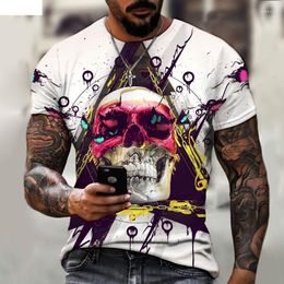 T-shirts pour hommes Summer 3d High Street Print Horror Series Tough Guy T-shirt à manches courtes Skull Theme Casual Fashion Party Outdoor