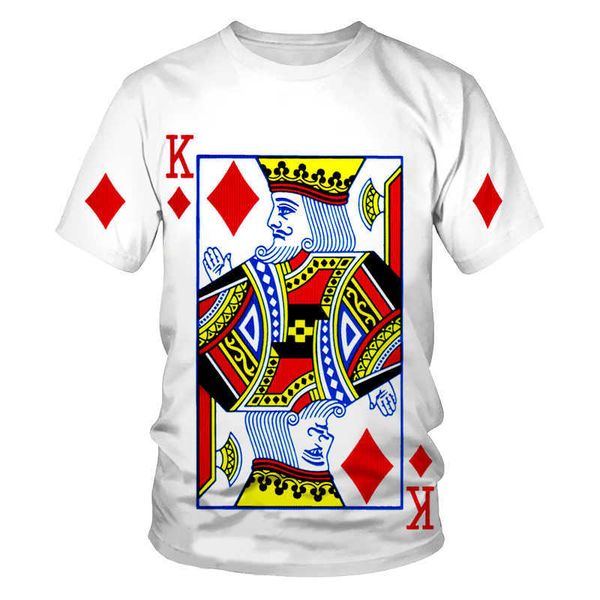 Camisetas para hombre Camiseta con estampado de naipes clásico con estampado 3D de verano Ropa cómoda de gran tamaño con cuello redondo para hombres y mujeres Manga corta 022223H