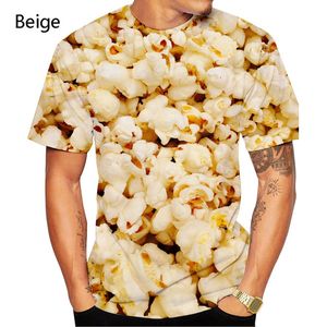 T-shirts pour hommes Summer 3D Impression Food Popcorn T-shirt Hommes / Femmes Hip Hop Street Vêtements O-Cou Zipper T-shirt 230718