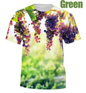 T-shirts voor heren zomer 3D printing t-shirt druiven fruit heren top dames casual persoonlijkheid o-neck shortmen's's