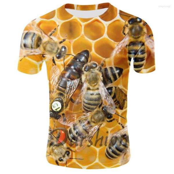 Camisetas para hombre, camiseta de verano en 3D, camiseta con estampado de abeja/cerveza, camiseta estampada, camiseta de manga corta para hombre, Top de cuello redondo de Hip Hop