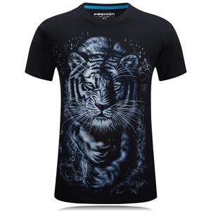 T-shirts pour hommes Summer 3D Tiger Print T-shirt à manches courtes pour hommes 2021 Personnalité Col rond Plus Taille Simple S-6XL Fat Tops280E