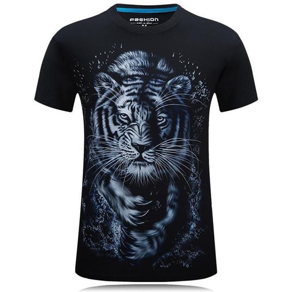 T-shirts pour hommes Summer 3D Tiger Print T-shirt à manches courtes pour hommes 2021 Personnalité Col rond Plus Taille Simple S-6XL Fat Tops292J