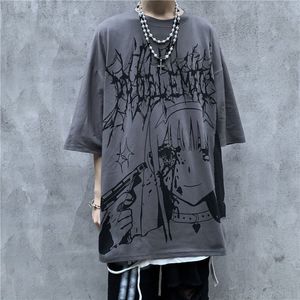 Heren T-Shirts Zomer Alt Kleding Vrouwen Mannen Grunge Anime Emo T-Shirt Rock Punk Top E-girl Mall Goth Tees Y2K Gothic Kleding Streetwear 230712