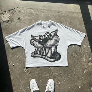 Heren t shirts zomer Amerikaanse trend hiphop street art gedrukt t-shirt y2k casual losse harajuku all-match mode mode korte mouwen tops