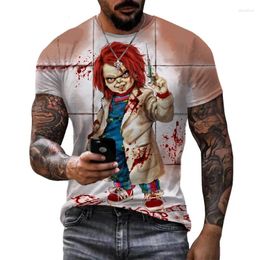 Heren T-shirts Zomer en dameskleding Horrorfilm "Chicken Bride" 3D Gedrukt T-shirt Round Neck Shirt Harajuku Top Casual