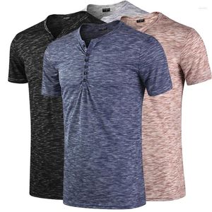 T-shirts pour hommes été basique à manches courtes T-shirt col bouton mode T-shirt pour hommes coupe ajustée élégant T-shirt hauts vêtements