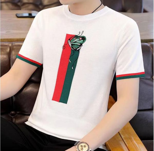 T-shirts pour hommes Summer Bee Tricoté Mode Rayé Top Pull Corée Style Pull T-shirt Slim Tees