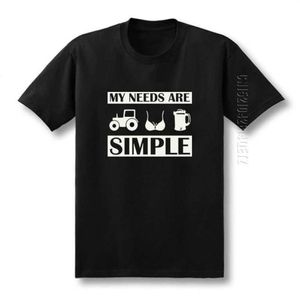 Camisetas para hombres Cerveza de verano Camiseta Hombres Algodón Divertido Tractor Pechos Hommes Mis necesidades son términos simples Diseño Gráfico Impresión O Neck261Q