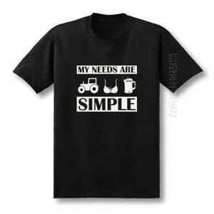 Camisetas para hombres Cerveza de verano Camiseta Hombres Algodón Divertido Tractor Pechos Hommes Mis necesidades son términos simples Diseño Gráfico Impresión O Neck296g