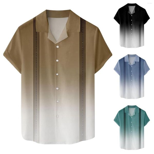 Camisetas para hombre Blusa de verano Moda para hombre Casual Playa Playa Impresión digital 3D Hebilla Solapa Manga corta Camisa raglán Hombres